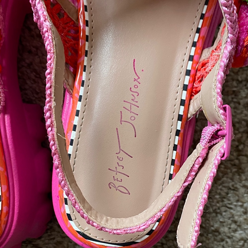Betsey Johnson Pink and Red Embellished Sandals Size 8.5 - Picture 2 of 7